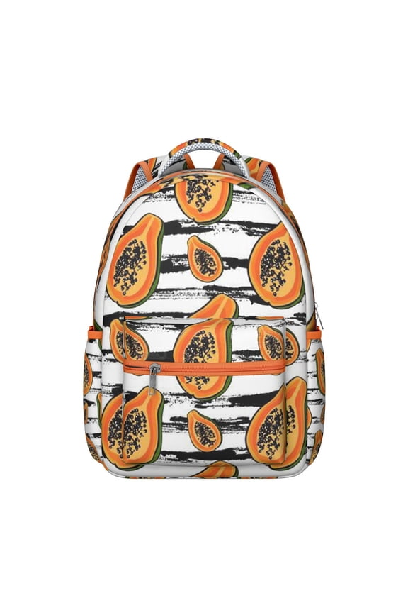 Papaya Tropical Students Backpack Cute Exotic Fruit Print School Bag with Classic Papaya Lover Cartoon Design, Lightweight and Durable for Students