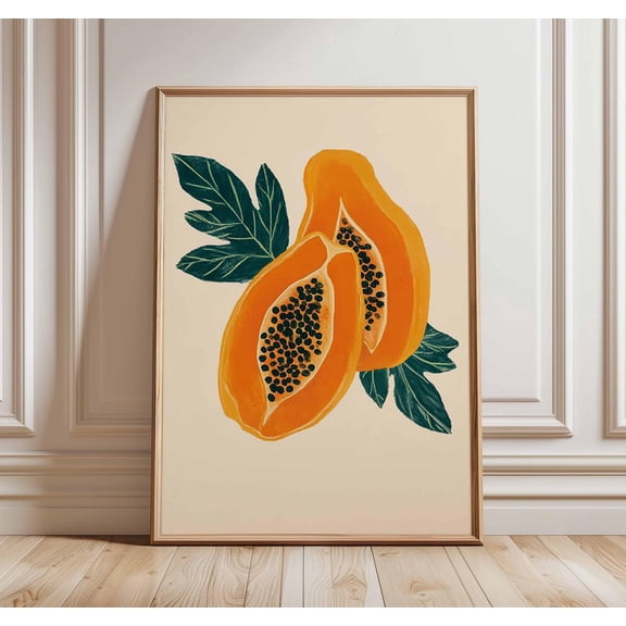 Papaya Wall Art Print Tropical Kitchen Decor Botanical Poster