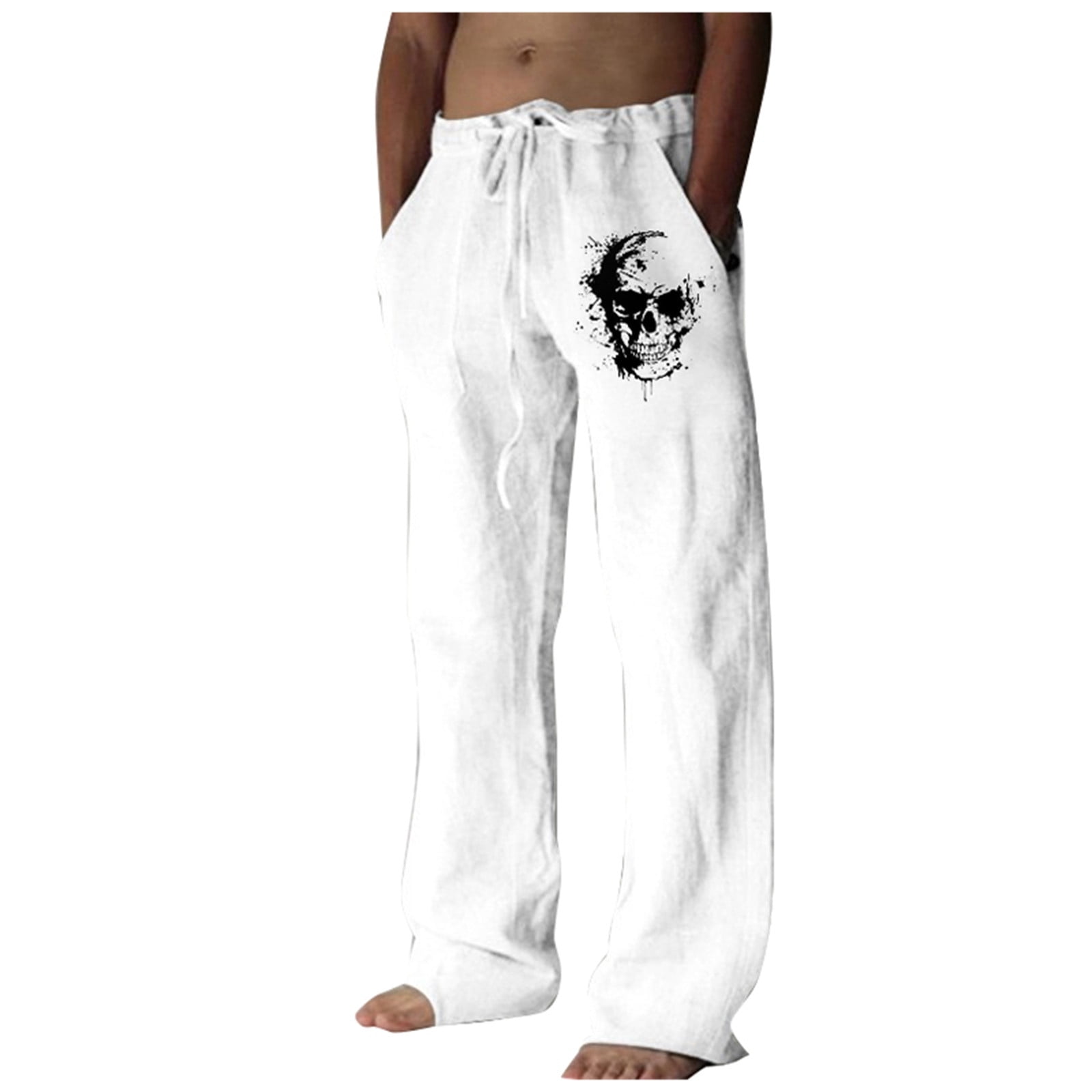 Papeey Linen White Pants Men Mens Camo Cargo Pants With String Mens