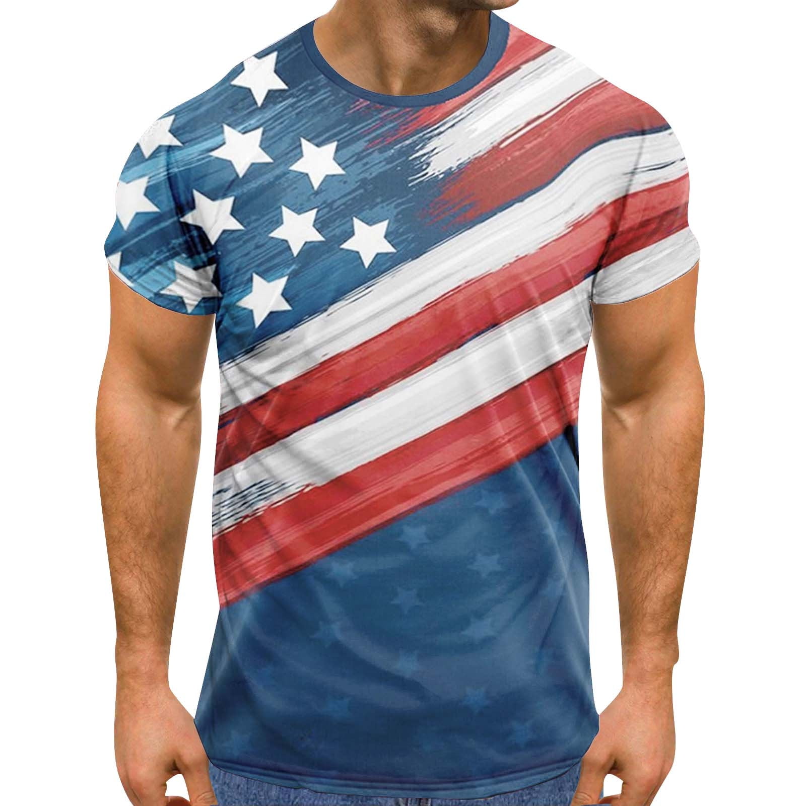 Papeey Men 4th Of July Shirts Eagle 4th Of July Crew Neck Clearance ...