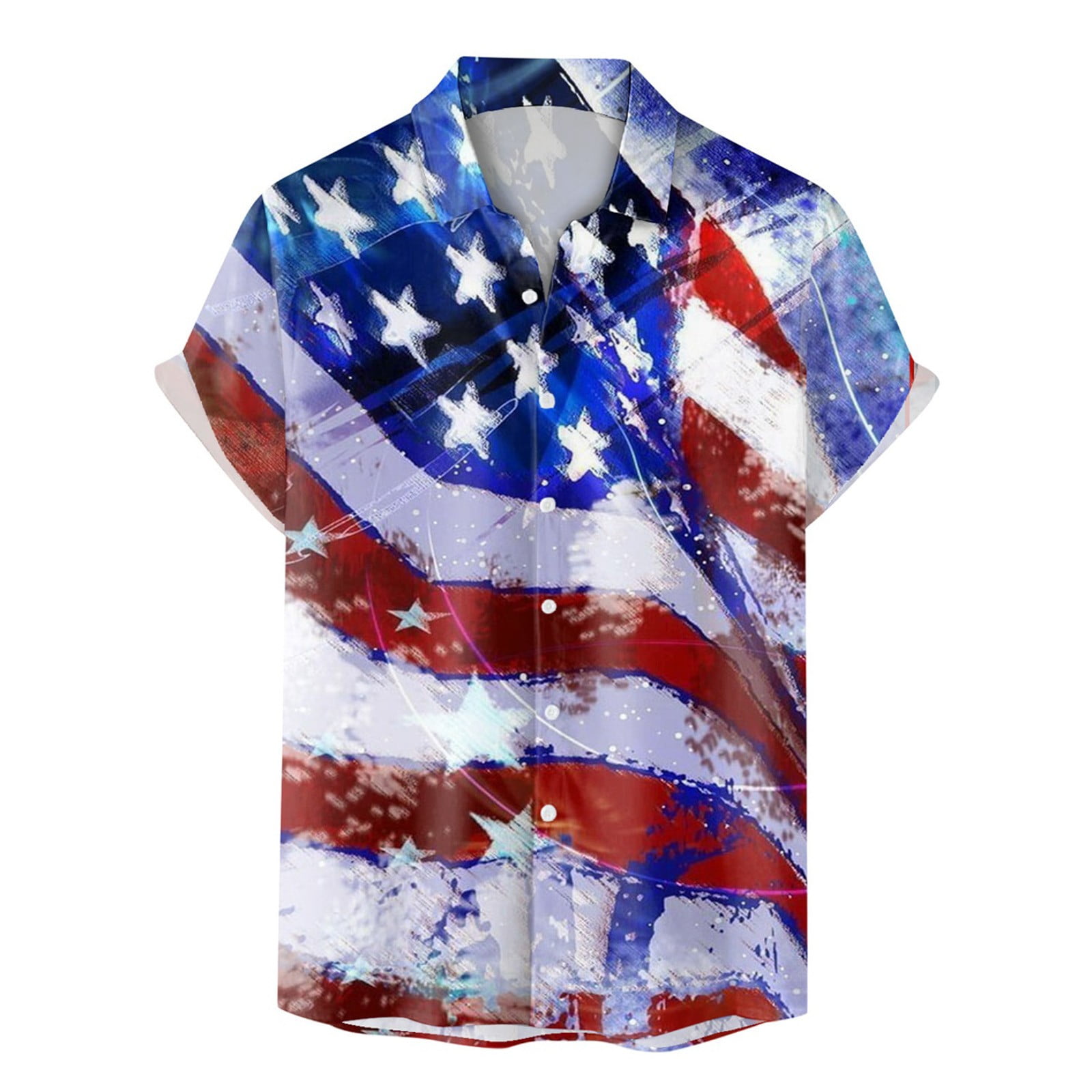 Papeey Men Flag Button Down Shirt American Flag Button Down 2024 Trendy