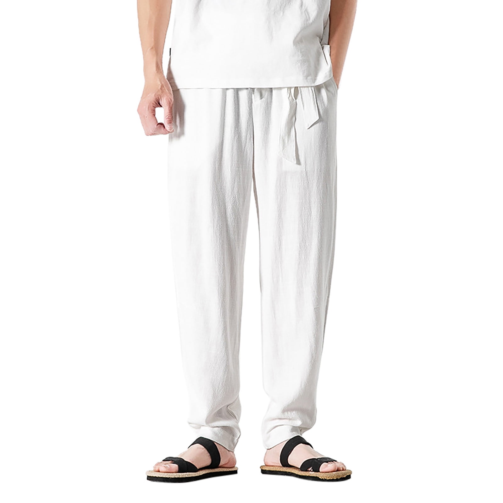Papeey Men'S Linen Beach Pants Men Cargo Joggers Pants Mens Basic