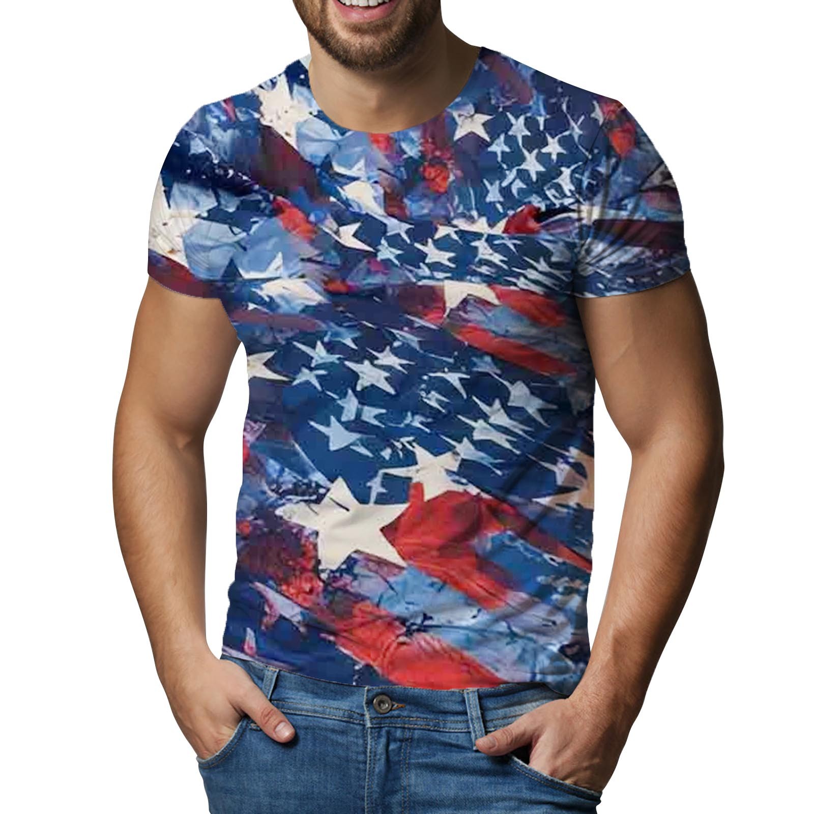 Papeey Mens Independence Day Shirt Tee Tops Plus Size Summer Big and ...