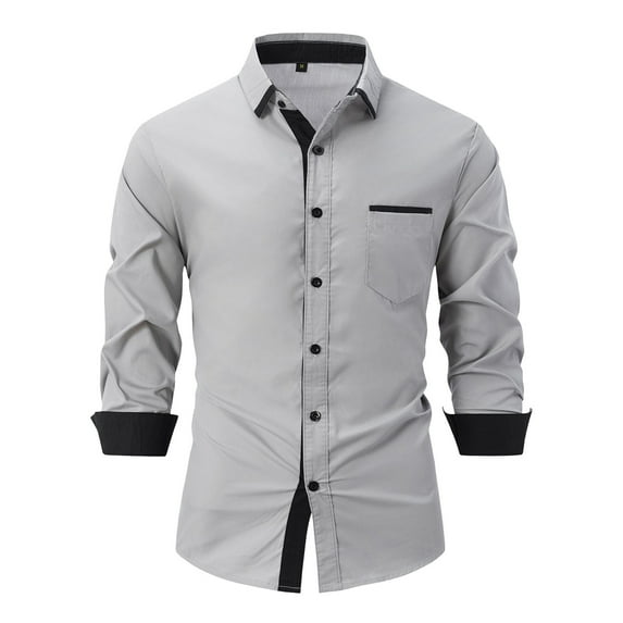 Papeey Plaid Long Sleeve Shirts for Men Dress Shirts Work Outdoor Pearl Snap Long Sleeve Regular Fit Mens V Neck Shirts