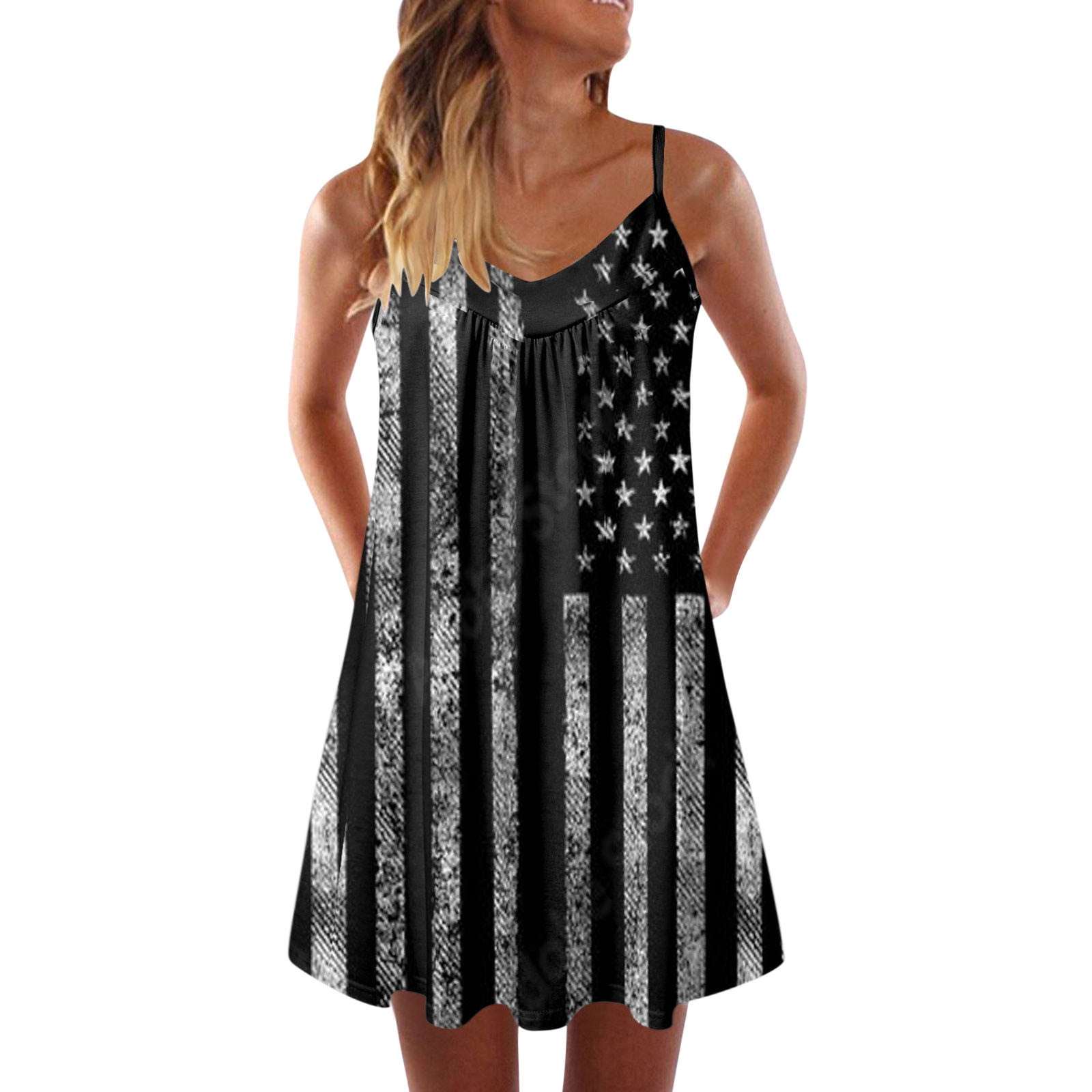 Papeey Short Sleeve Summer Dresses for Women 2024 Dresses for Big Busted Women Maxi Boho Dress Black Summer Mini Dress Sexy Spaghetti Strap Dress Womens A Line Summer Dresses Walmart