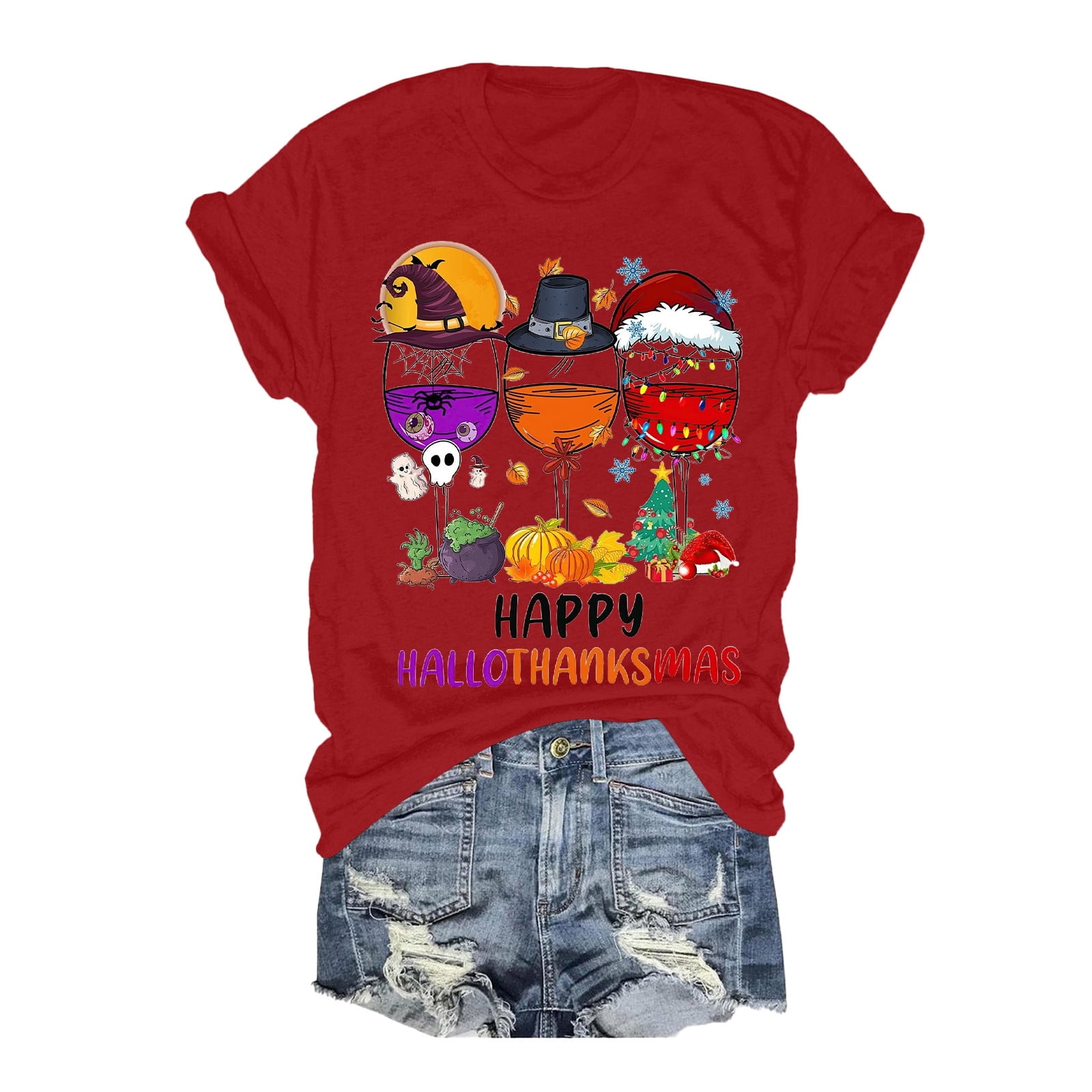 Papeey Women Halloween Shirts Plus Size Tshirt Soft Womens Tee Shirts