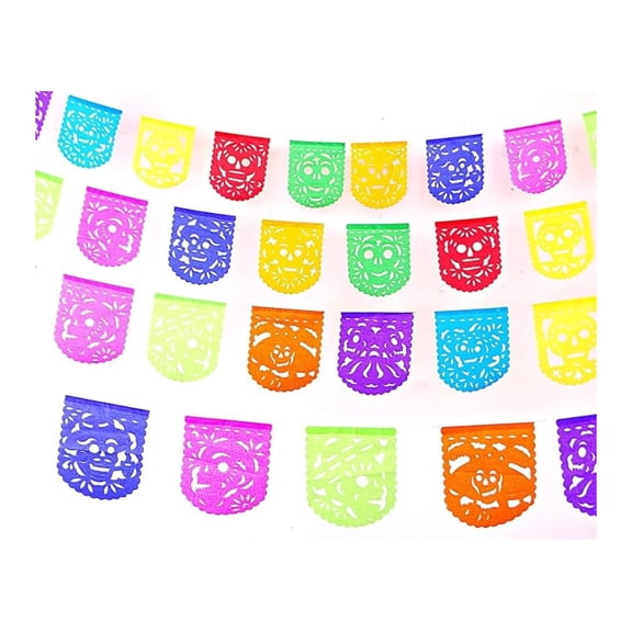Papel picado Dia de Los Muertos, Day of The Dead Paper for Ofrendas, Altar and Other Small Spaces 5 Pack|Mini Size|Multicolor Oval