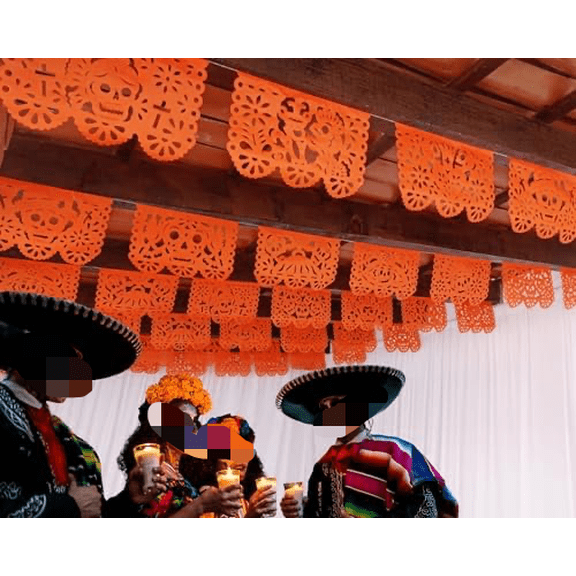 Papel picado Dia de Los Muertos (orange), Dia de Los Muertos altar, Day of the Dead paper, Mexican halloween decorations 5 pack|Tissue Paper|Bright Orange$$Electronics Accessories