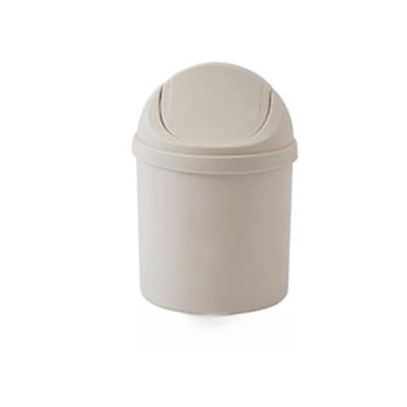 Papelera de plástico de escritorio para el hogar, pequeña cesta de papel con tapa en la mesa de la sala de estar, cuatro colores (color Beige) price history and forecast - duolaaimengshop