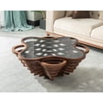 thumbnail image 1 of Papella Model Cloud Brown Wooden Coffee Table with Glass Rustic Table Mesa de centro Natural Walnut Color Center table, 1 of 5