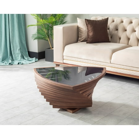 Papella Model Krokodile Brown Wooden Coffee Table with Glass Rustic Table Natural Walnut Color Center table Mesa de centro Farmhouse big desk livingroom furniture whiskey color tables Free Form