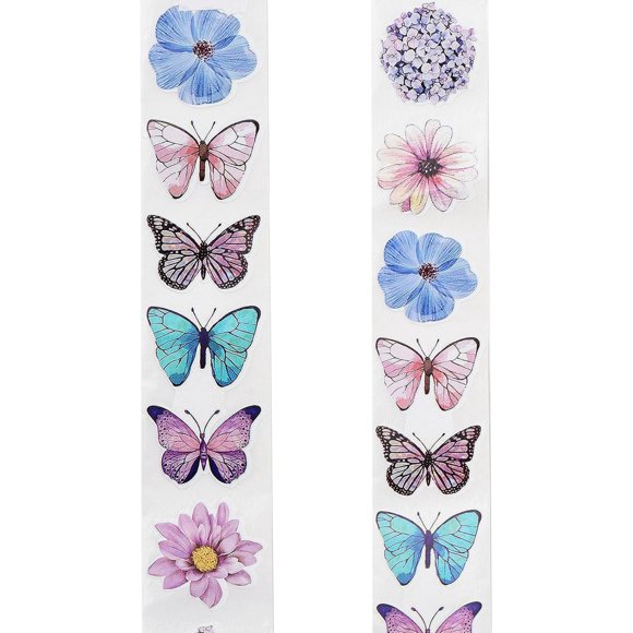 Paper 1 Roll Colorful Butterfly and Flower Self-Adhesive Paper Gift Tag Stickers 28mm for Party Decorative Presents Men Women Paper