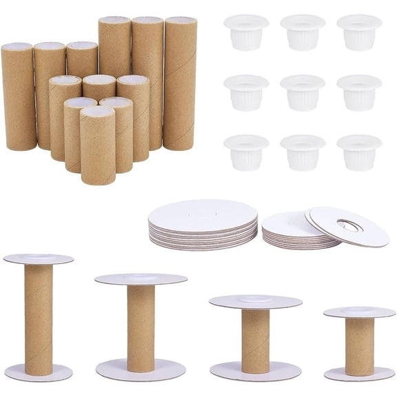 Paper 16 PCS Empty Paper Thread Spools 4 Sizes Empty Spool Textile Bobbin Empty Embroidery Thread Spool Detachable Thread Ribbon Holder Spools of Crafts for Arts and DIY Crafts Sewing Supplies Paper