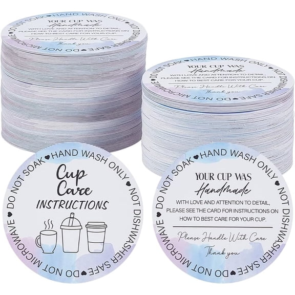 Paper 160 Pieces Tumbler Cup Cards 2.1Inch Diameter Cup Cleaning Cards Cup Handling Instructions Cup Insert for Business Customer Directions Online Shop Package Insert Paper