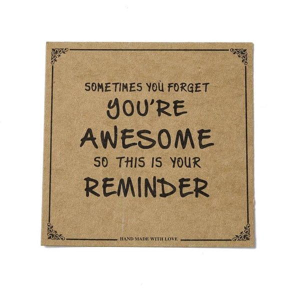 Paper 200 pc Kraft Paper Display Cards with Word Square Tan 7.75x7.75x0.03cm