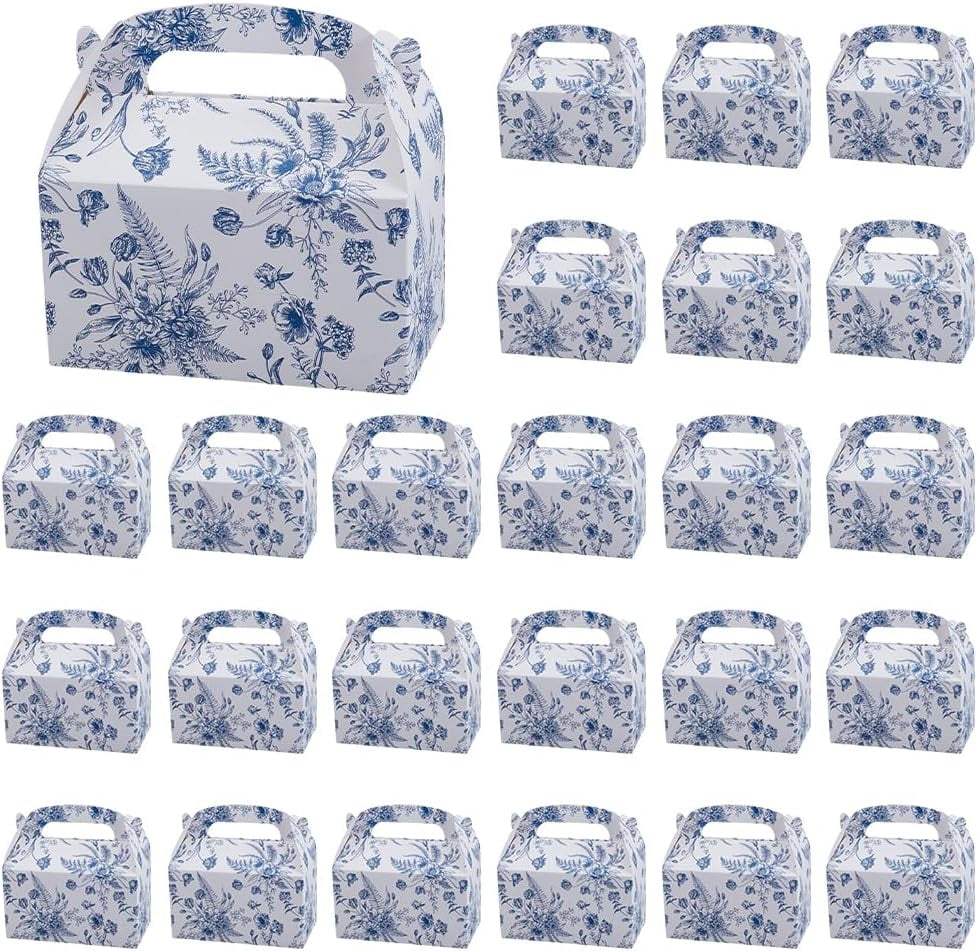 Paper 30Pcs Blue Floral Paper Present Boxes 3.5x3.5x6.3 Inch Party ...