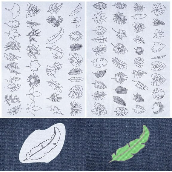 Paper 70+Pcs Leaves Water Soluble Embroidery Stabilizers Maples Feather Hand Sewing Stick and Stitch Transfers Paper Wash Away Pre-Printed Self Adhesive Patterns