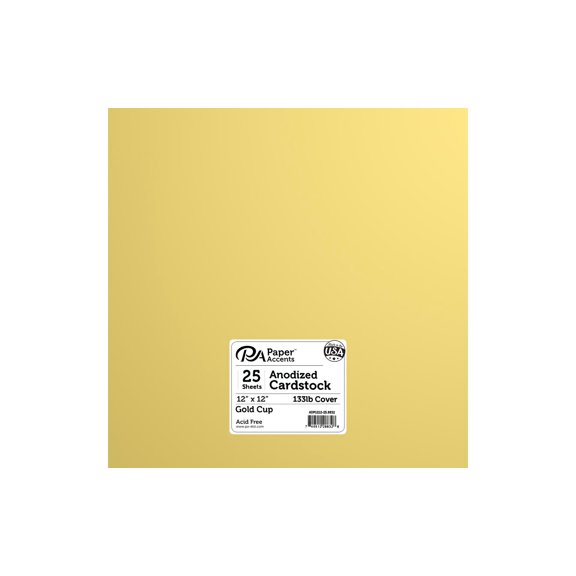 Paper Accents Anodized Cardstock 12"x 12" 133lb Gold Cup 25pc