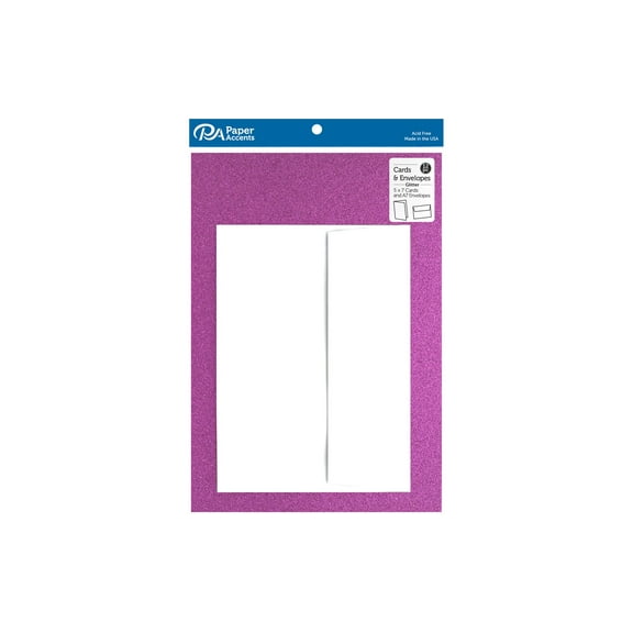 Paper Accents Card & Envelopes 5"x 7" Glitter Grape Jam 12pc