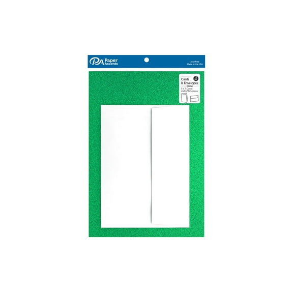 Paper Accents Card & Envelopes 5"x 7" Glitter Green 12pc