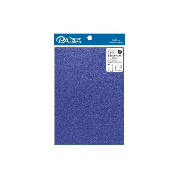 Paper Accents Card & Envelopes 5"x 7" Glitter Jewel Blue 12pc