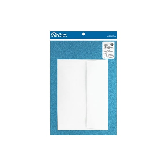 Paper Accents Card & Envelopes 5"x 7" Glitter Ocean Blue 12pc