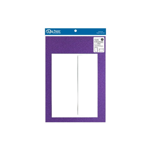 Paper Accents Card & Envelopes 5"x 7" Glitter Purple 12pc