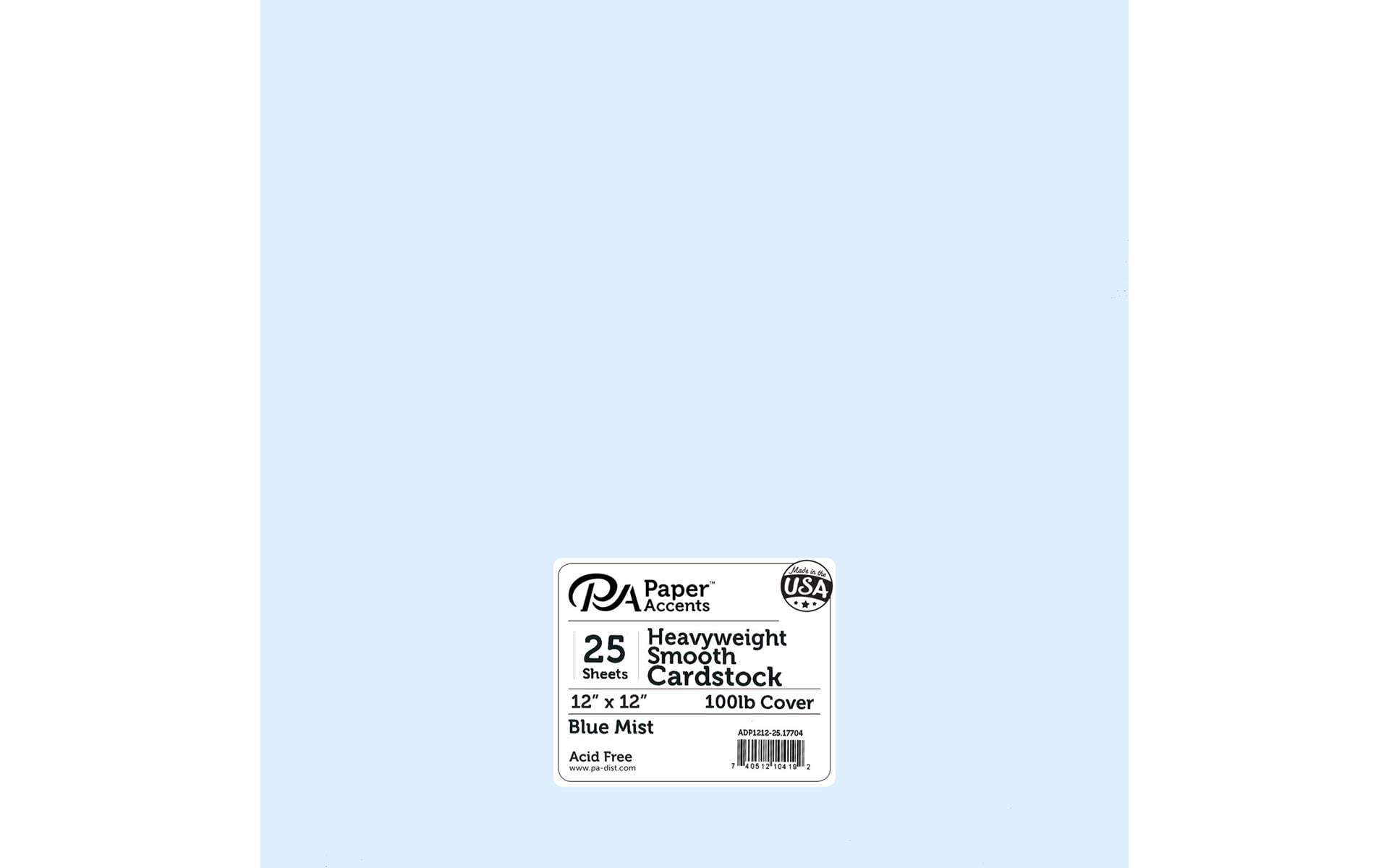 Paper Accents Cardstock 12"x 12" Heavyweight Smooth 100lb Blue Mist 25pc