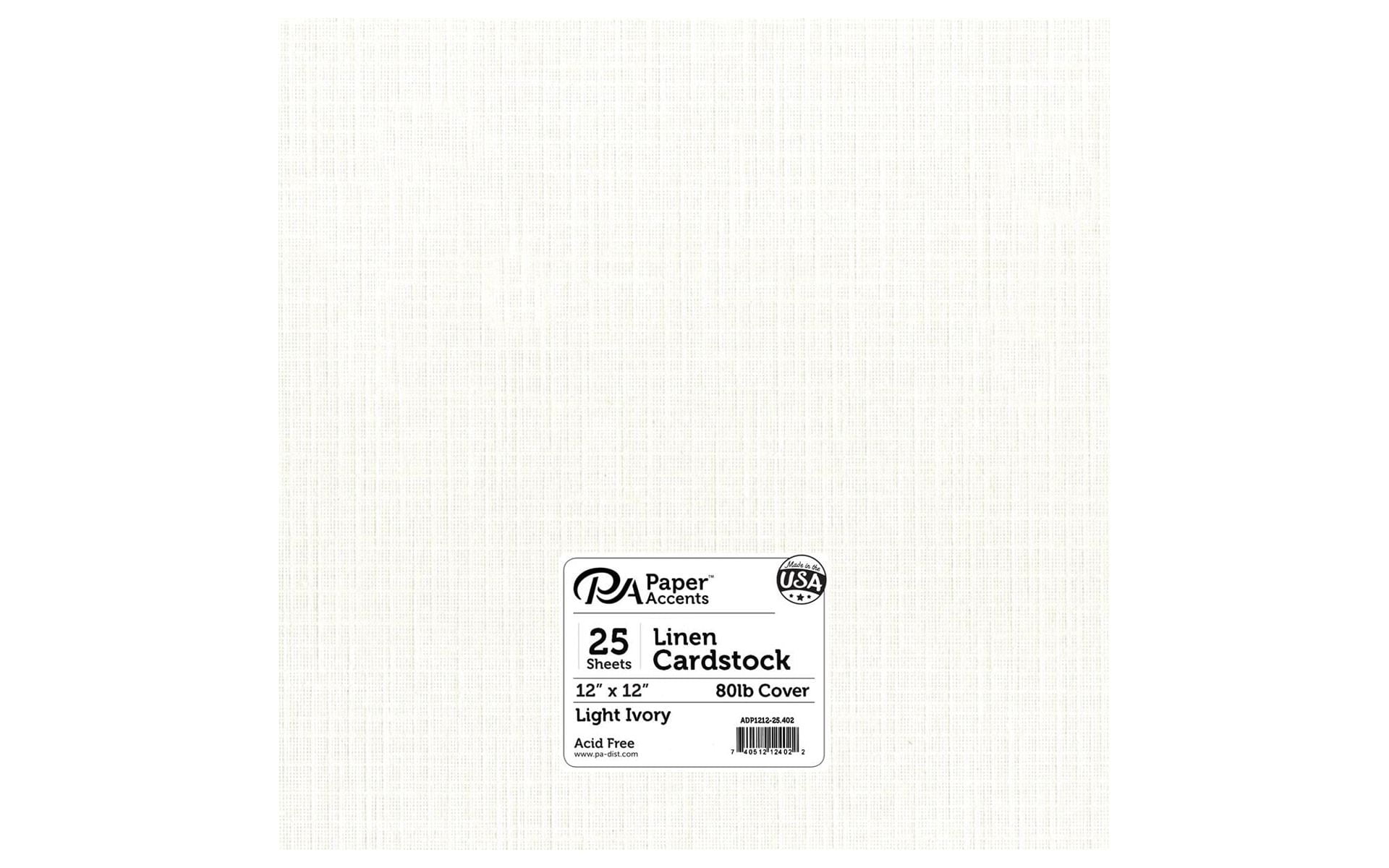 Linen Cardstock - 12 x 12 in. - #402 Light Ivory 25 pc.
