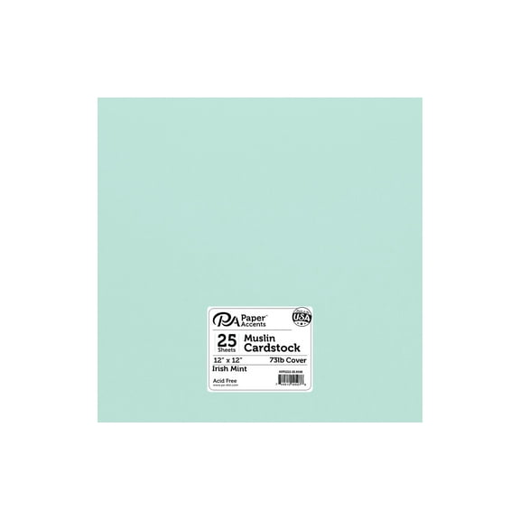 Paper Accents Cardstock 12"x 12" Muslin 73lb Irish Mint 25pc