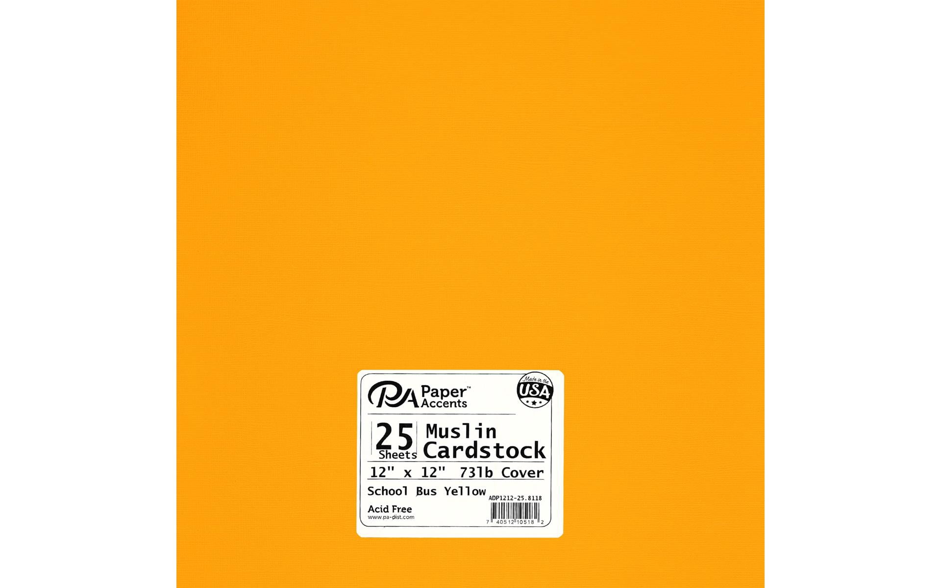 Paper Accents Cardstock 12"x 12" Muslin 73lb School Bus Yellow 25pc