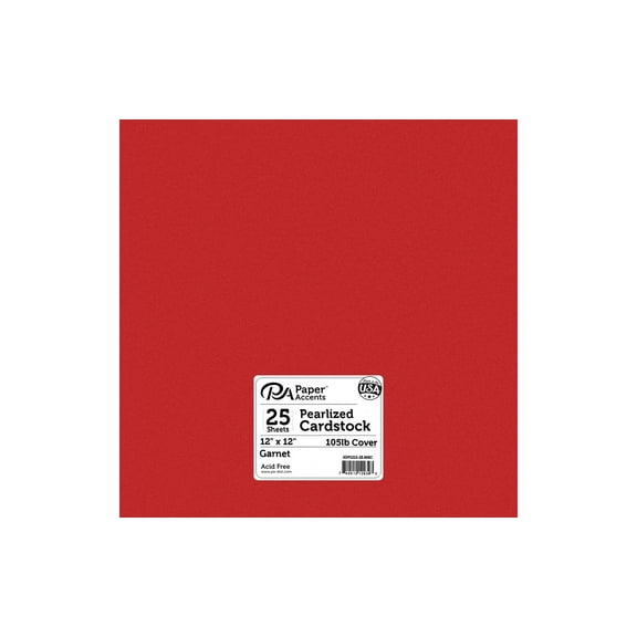 Paper Accents Cardstock 12"x 12" Pearlized 105lb Garnet 25pc