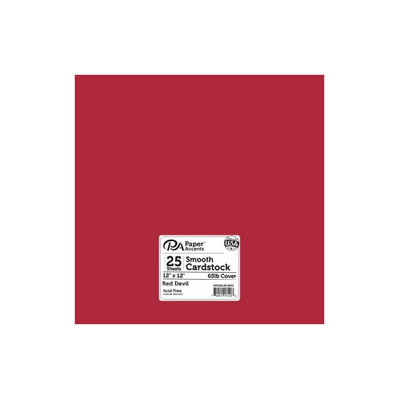 Paper Accents Cardstock 12"x 12" Smooth 65lb Red Devil 25pc