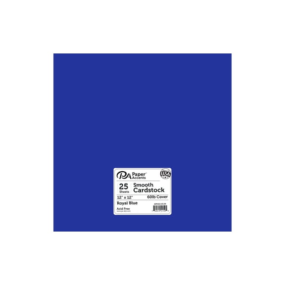 Paper Accents Cardstock 12"x 12" Smooth 65lb Royal Blue 25pc