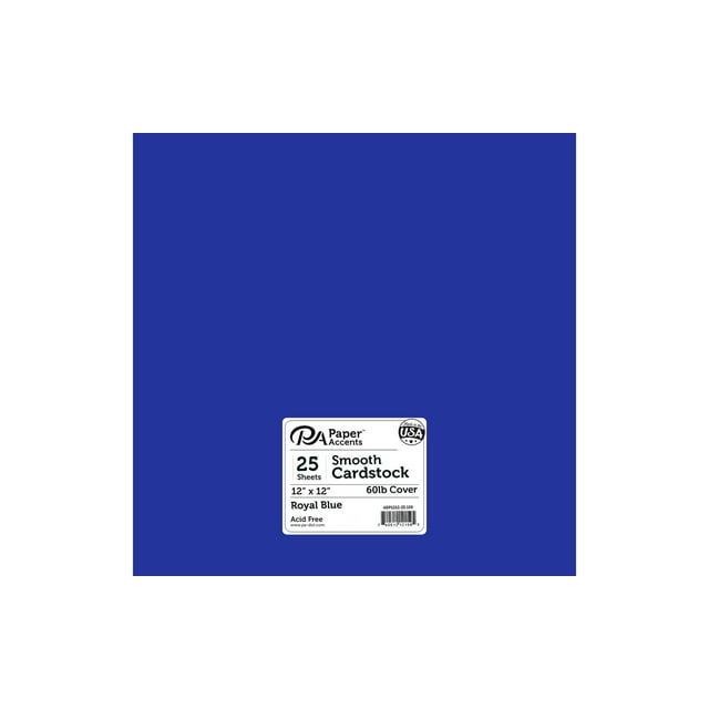 Paper Accents Cardstock 12"x 12" Smooth 65lb Royal Blue 25pc