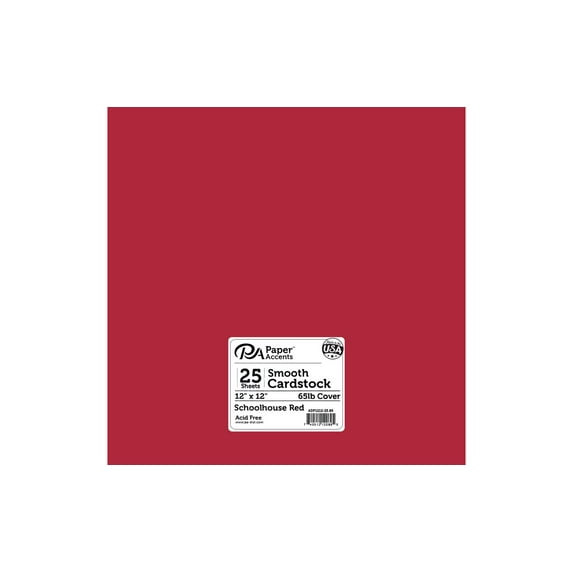 Paper Accents Cardstock 12"x 12" Smooth 65lb Schoolhouse Red 25pc
