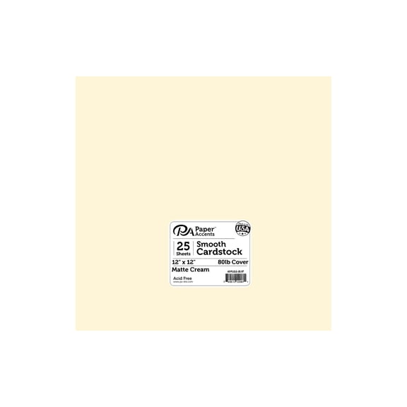 Paper Accents Cardstock 12"x 12" Smooth 80lb Matte Cream 25pc