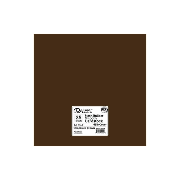 Paper Accents Cardstock 12"x 12" Stash Builder 65lb Chocolate Brown 25pc