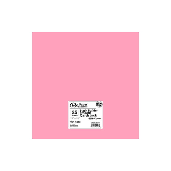 Paper Accents Cardstock 12"x 12" Stash Builder 65lb Hot Rose 25pc