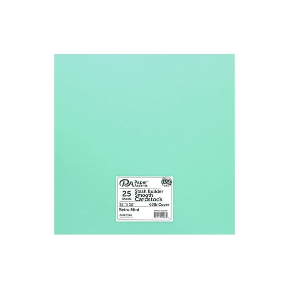 Paper Accents Cardstock 12"x 12" Stash Builder 65lb Retro Mint 25pc