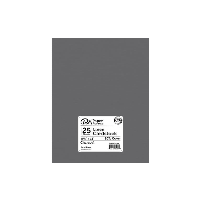 Paper Accents Cdstk Linen 8.5x11 80lb Charcoal