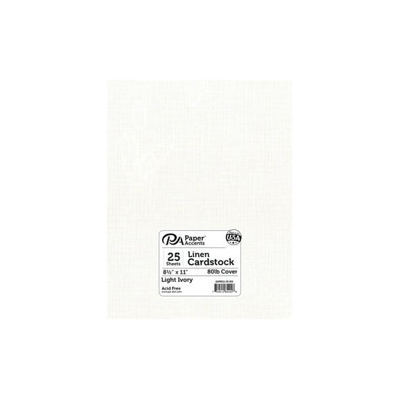 Paper Accents Cardstock 8.5"x 11" Linen 80lb Light Ivory 25pc