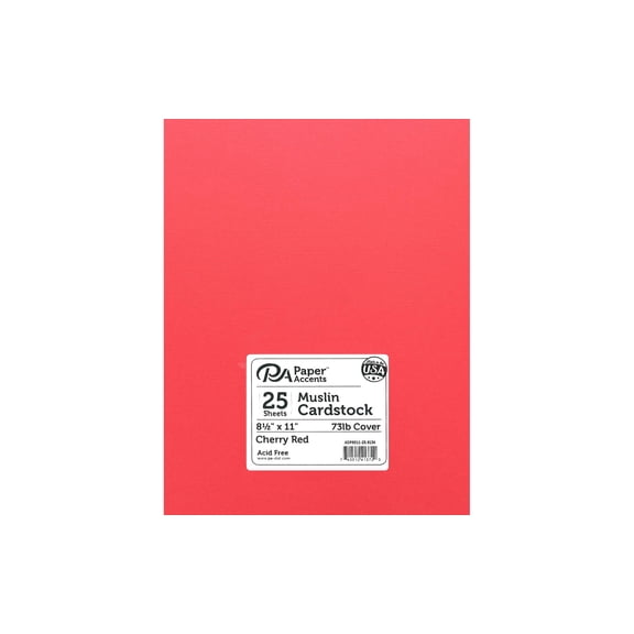 Paper Accents Cardstock 8.5"x 11" Muslin 73lb Cherry Red 25pc