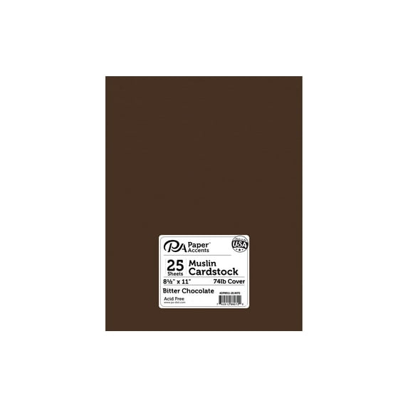 Paper Accents Cardstock 8.5"x 11" Muslin 74lb Bitter Chocolate 25pc