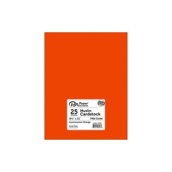 Paper Accents Cardstock 8.5"x 11" Muslin 74lb Construction Orange 25pc