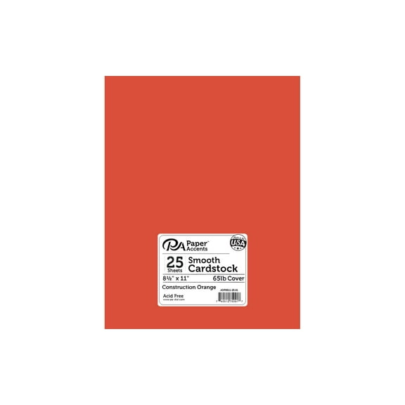 Paper Accents Cardstock 8.5"x 11" Smooth 65lb Construct Orange 25pc
