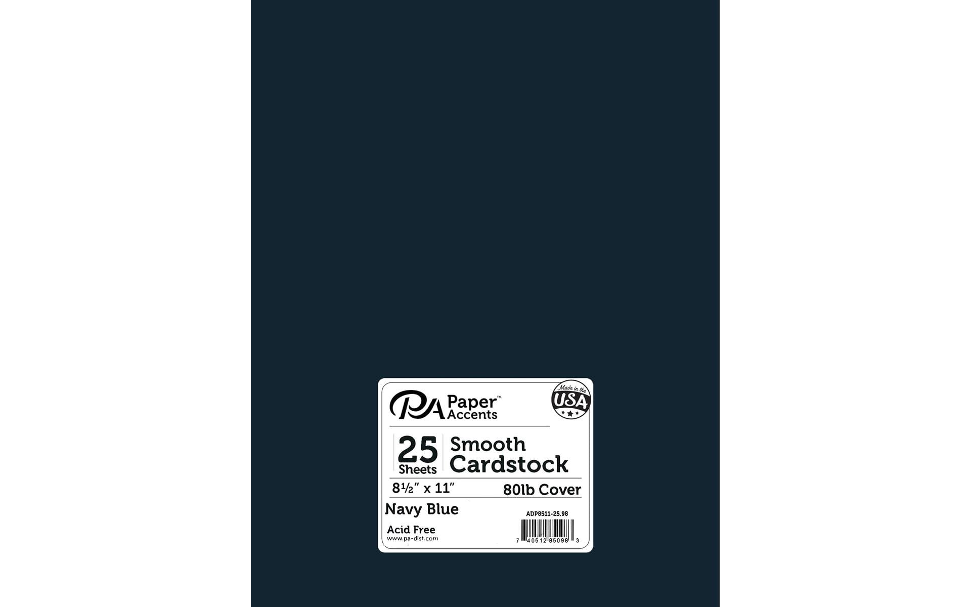 Navy Blue Smooth 80lb Cardstock 8.5" x 11" 25 Sheets