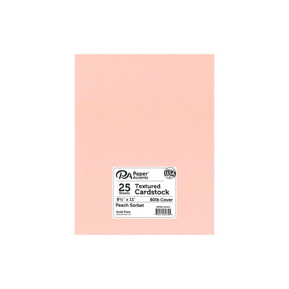 Paper Accents Cardstock 8.5"x 11" Textured 80lb Peach Sorbet 25pc
