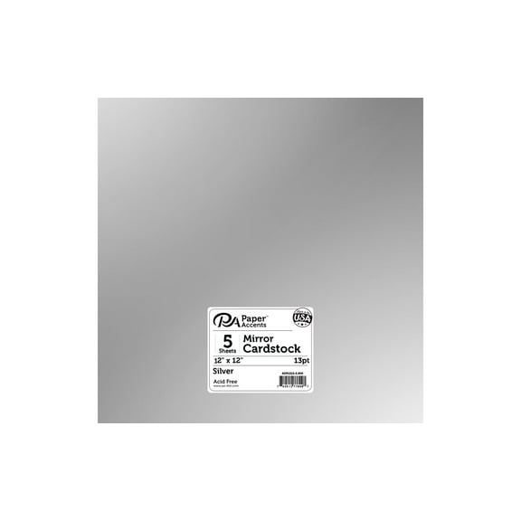 Paper Accents Cardstock Mirror 12x12 13pt Silver 5pc