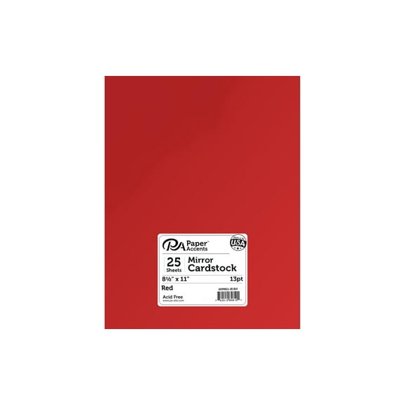 Paper Accents Cardstock Mirror 8.5x11 13pt Red 25pc